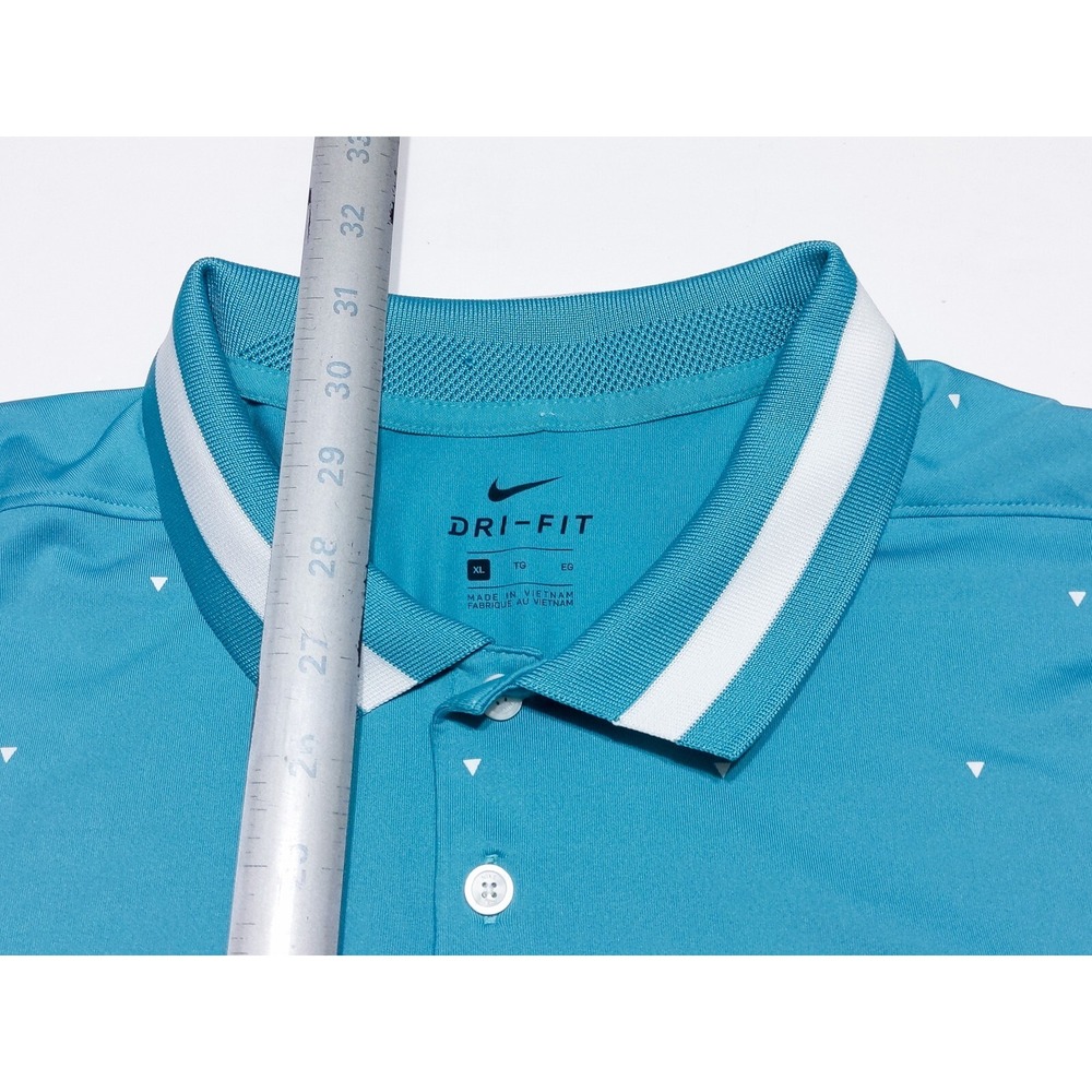 NIKE Golf Performance Polo Shirt BQ6856 Teal Blue Triangles All Over XL - Picture 4 of 9